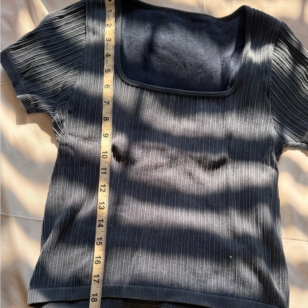 Navy Blue Ribbed Women's Top